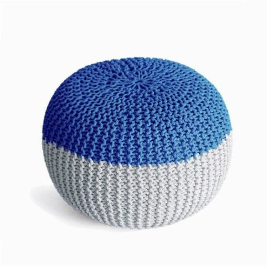 Pouf Rond Tressé Bleu & Gris Pouf Tressé Pouf Français