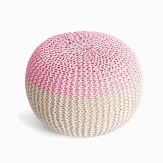 Pouf Rond Tressé Rose & Beige Pouf Tressé Pouf Français
