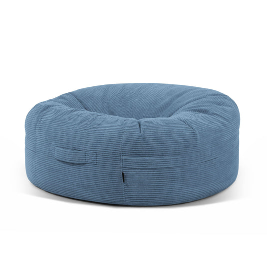 Pouf Rond XXL en Velours Côtelé Bleu Canard