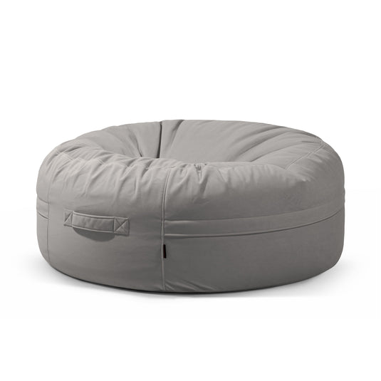 Pouf Rond XXL en Velours Gris Perle