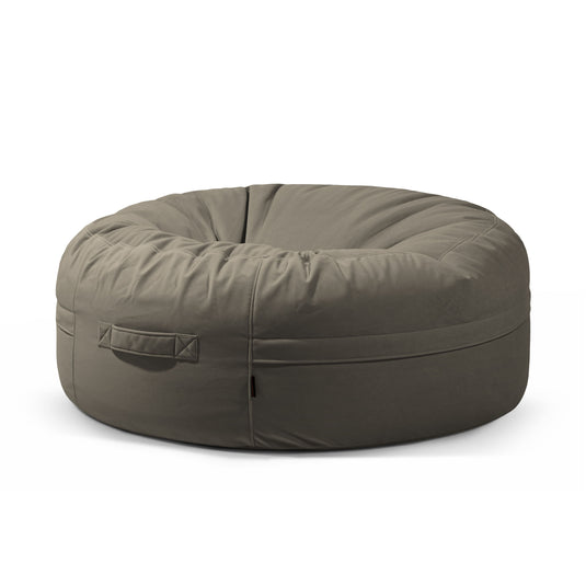 Pouf Rond XXL en Velours Gris Taupe