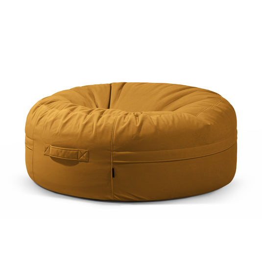 Pouf Rond XXL en Velours Jaune Moutarde