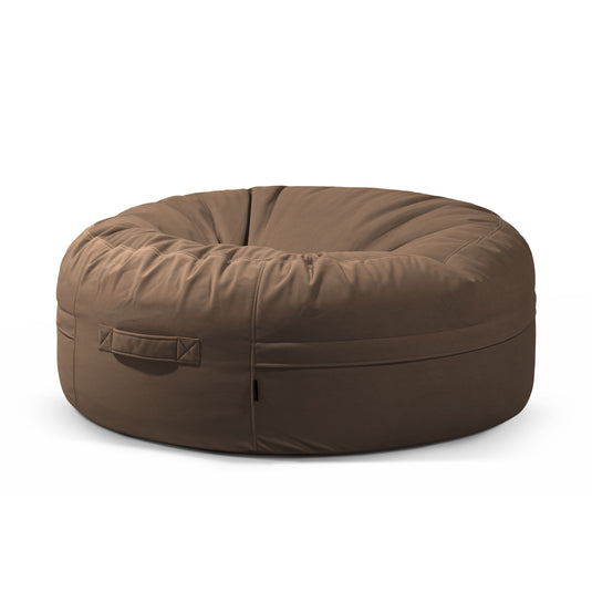 Pouf Rond XXL en Velours Marron Café
