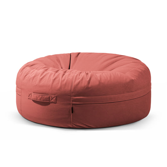 Pouf Rond XXL en Velours Rose Incarnat