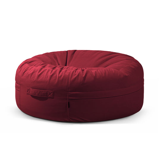 Pouf Rond XXL en Velours Rouge Rubis