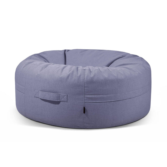 Pouf Rond XXL Salon Bleu Ardoise