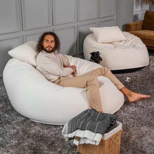 Pouf Salon XXL en Bouclette Pouf Français