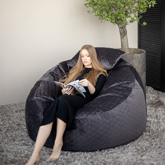 Pouf Salon XXL Velours Royal Pouf Français
