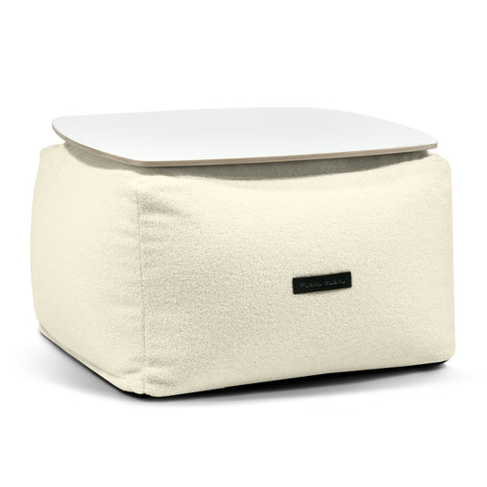 Pouf Table Basse Bouclette Blanc Cassé
