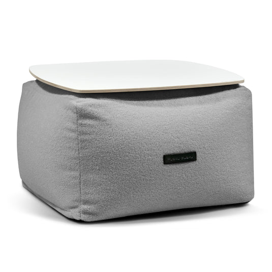 Pouf Table Basse Bouclette Gris Acier