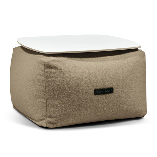 Pouf Table Basse Bouclette Marron Noisette
