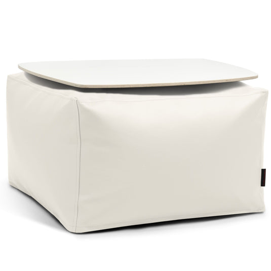 Pouf Table Basse Cuir Blanc Neige