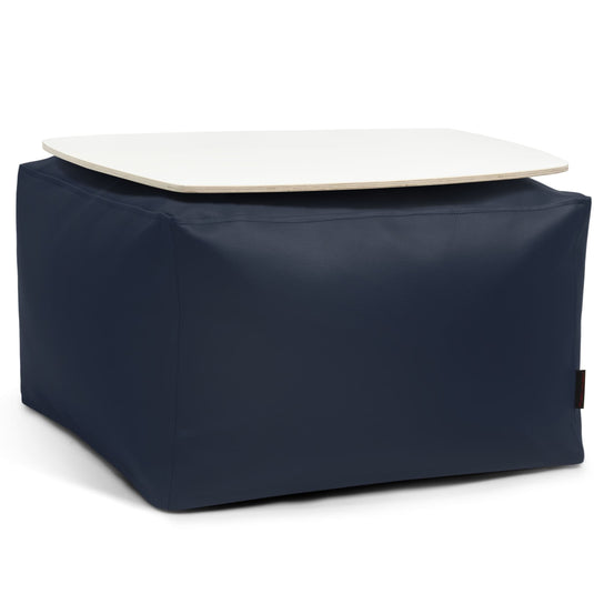 Pouf Table Basse Cuir Bleu Marine