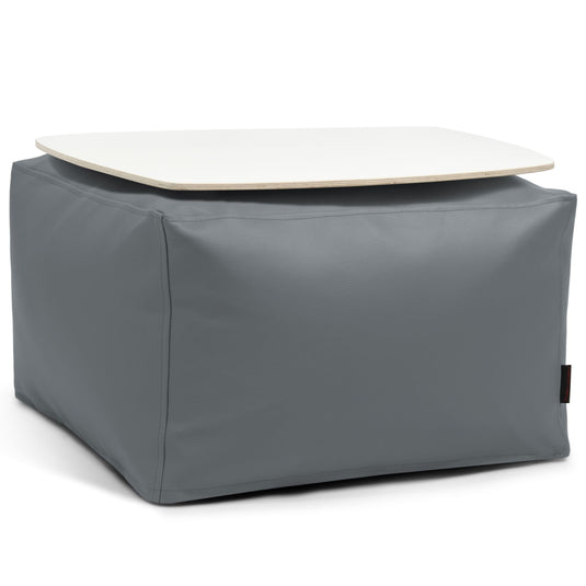 Pouf Table Basse Cuir Gris Acier