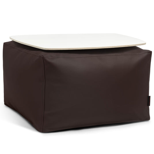 Pouf Table Basse Cuir Marron Chocolat