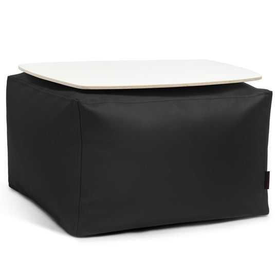 Pouf Table Basse Cuir Noir Profond