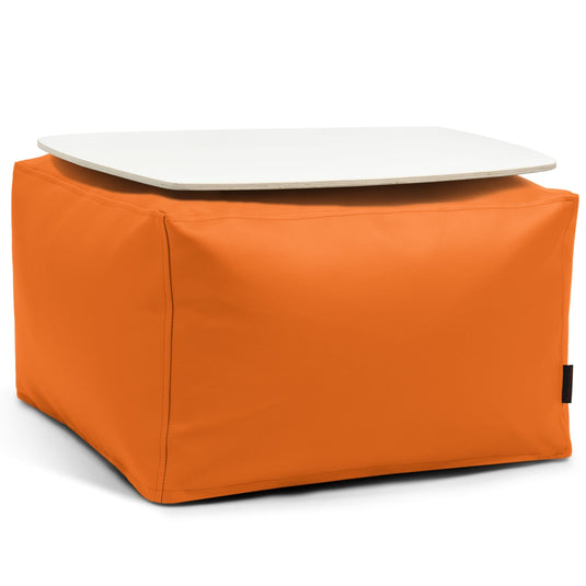 Pouf Table Basse Cuir Orange Abricot