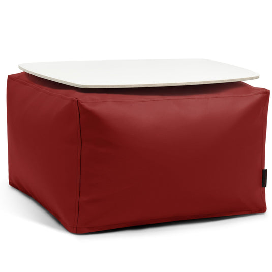 Pouf Table Basse Cuir Rouge Bordeaux