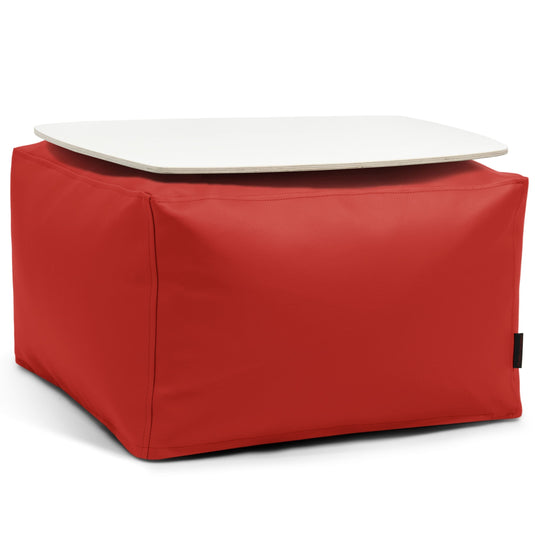 Pouf Table Basse Cuir Rouge Garance