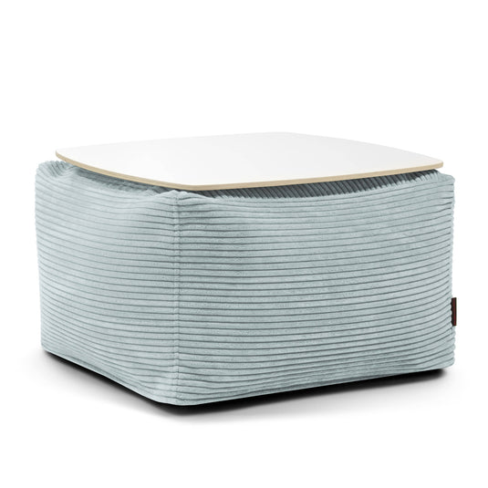 Pouf Table Basse en Velours Côtelé Vert d'eau