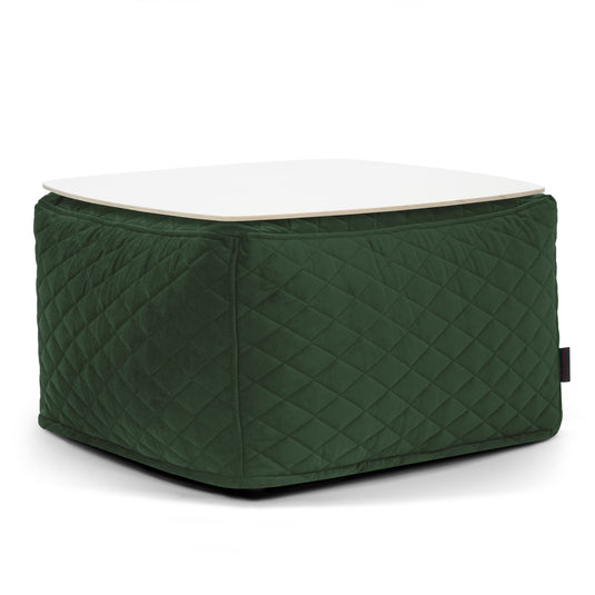 Pouf Table Basse en Velours Matelassé Vert Forêt