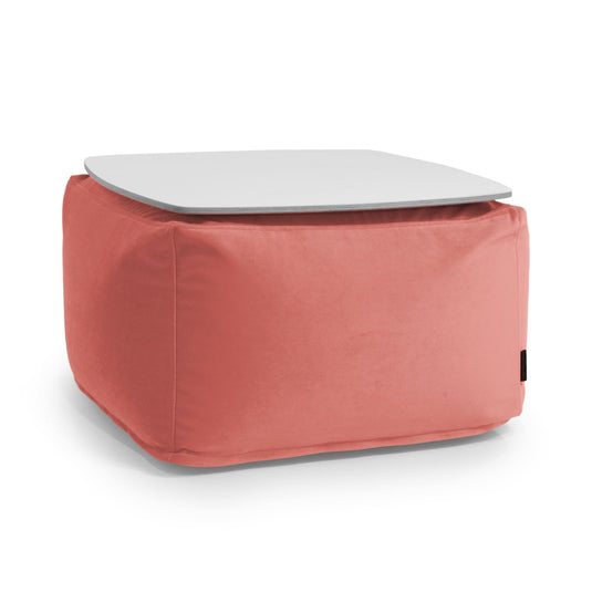 Pouf Table Basse en Velours Rose Incarnat
