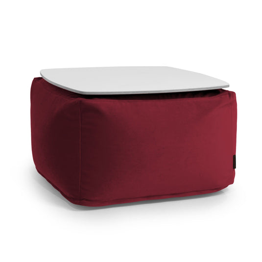 Pouf Table Basse en Velours Rouge Rubis