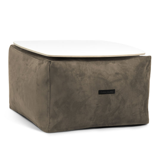 Pouf Table Basse Suede Marron Chocolat