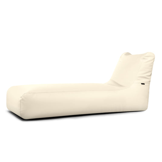 Pouf Transat en Cuir Beige Crème