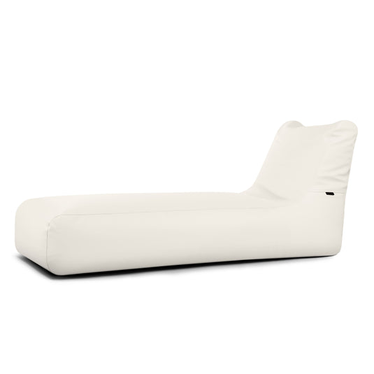 Pouf Transat en Cuir Blanc Neige