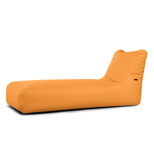 Pouf Transat en Cuir Jaune Moutarde