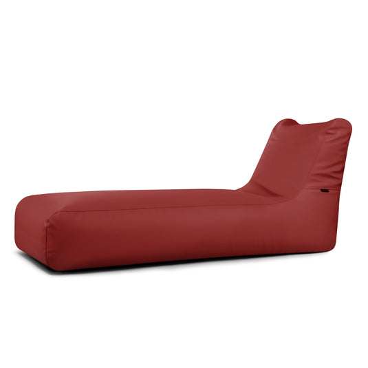 Pouf Transat en Cuir Rouge Bordeaux