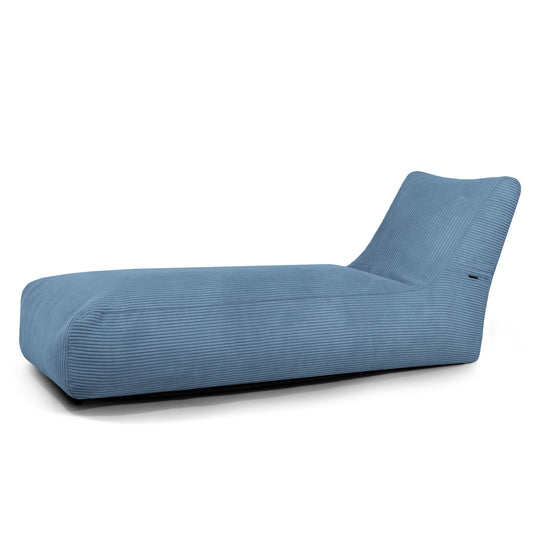 Pouf Transat en Velours Côtelé Bleu Canard