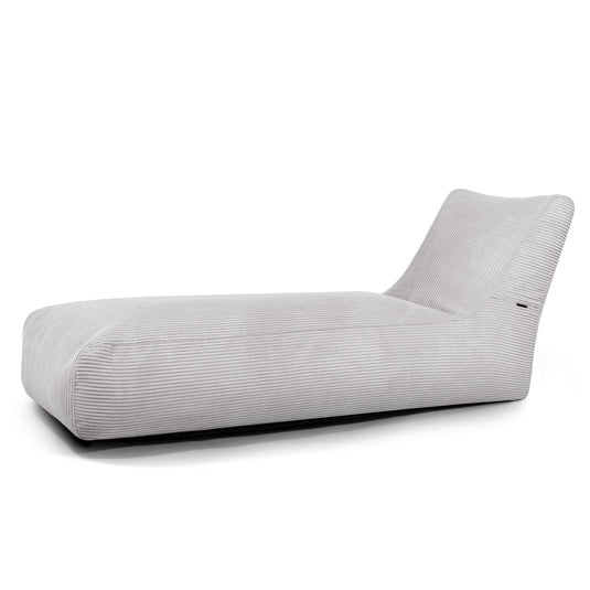 Pouf Transat en Velours Côtelé Gris Perle