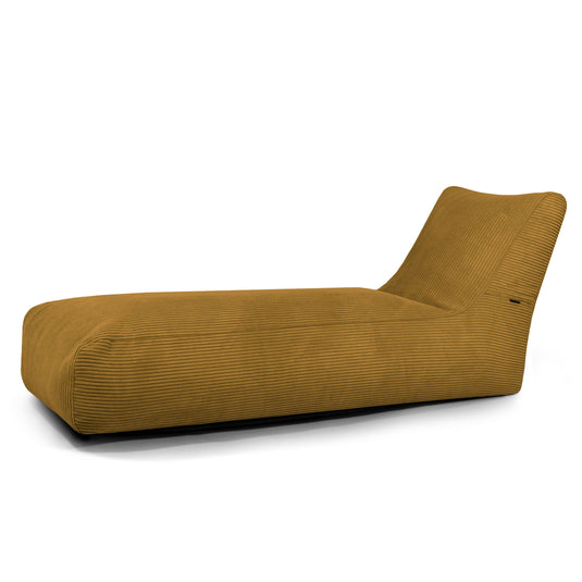 Pouf Transat en Velours Côtelé Jaune Ocre