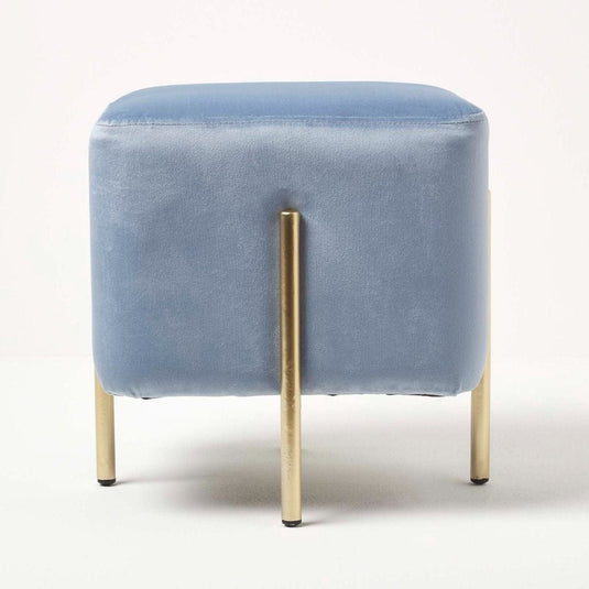 Pouf Velours Metal Doré