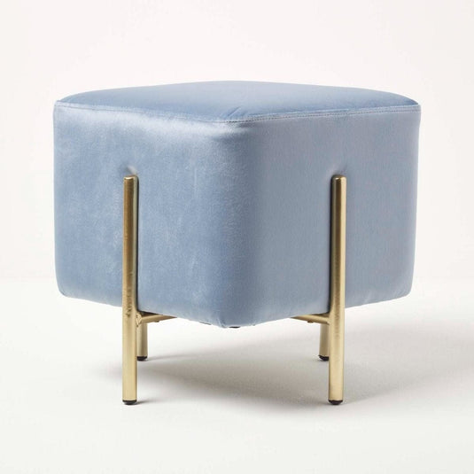 Pouf Velours Metal Doré