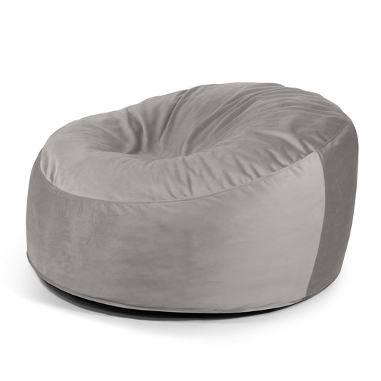 Pouf XXL en Velours Gris Perle Pouf Français