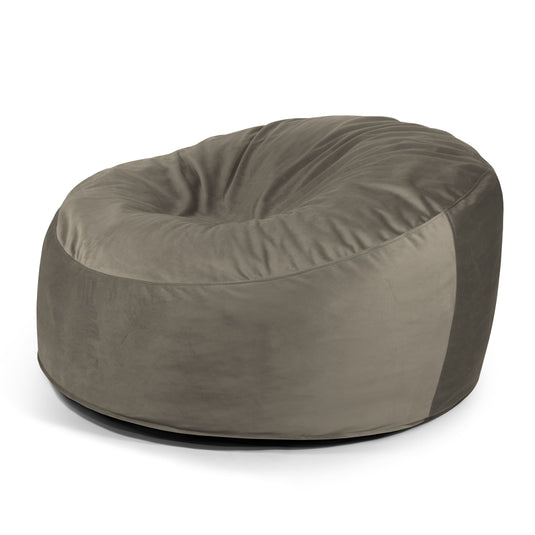 Pouf XXL en Velours Gris Taupe Pouf Français