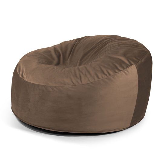 Pouf XXL en Velours Marron Café Pouf Français