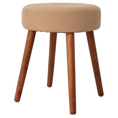 Tabouret Pouf Bois Beige Crème