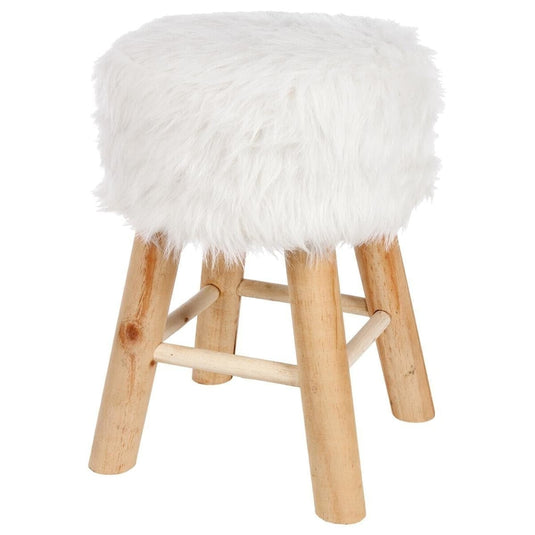 Tabouret Pouf Fourrure Blanc