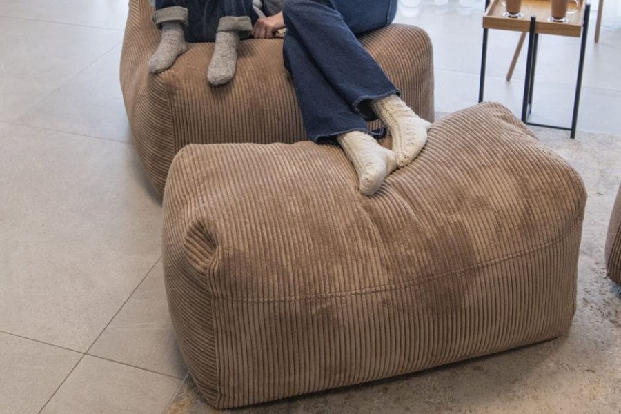 Pouf Rectangulaire Velours Cotelé
