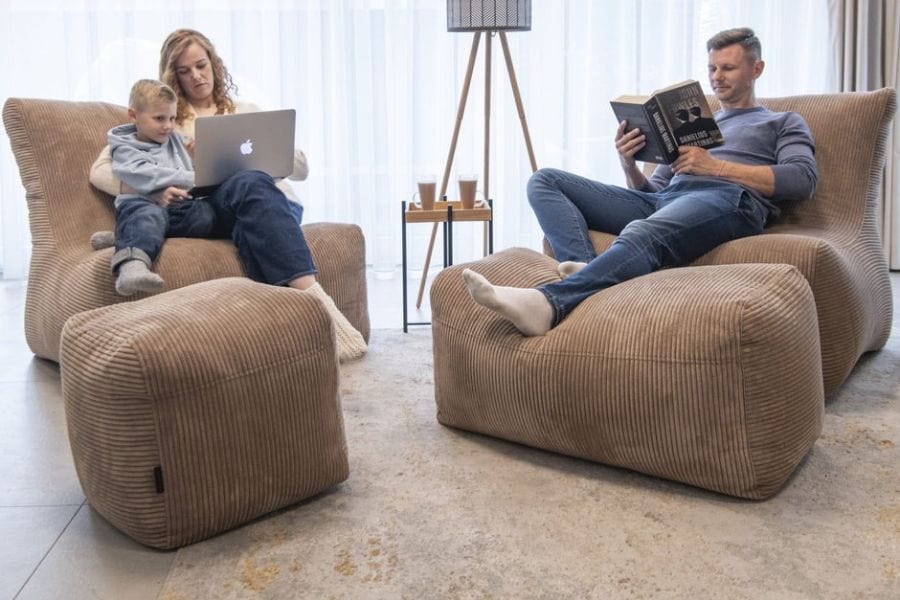 Pouf Rectangulaire Velours Cotelé