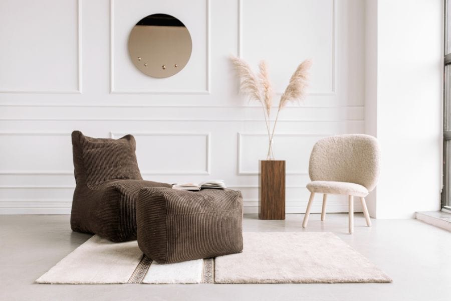 Pouf Rectangulaire Velours Cotelé