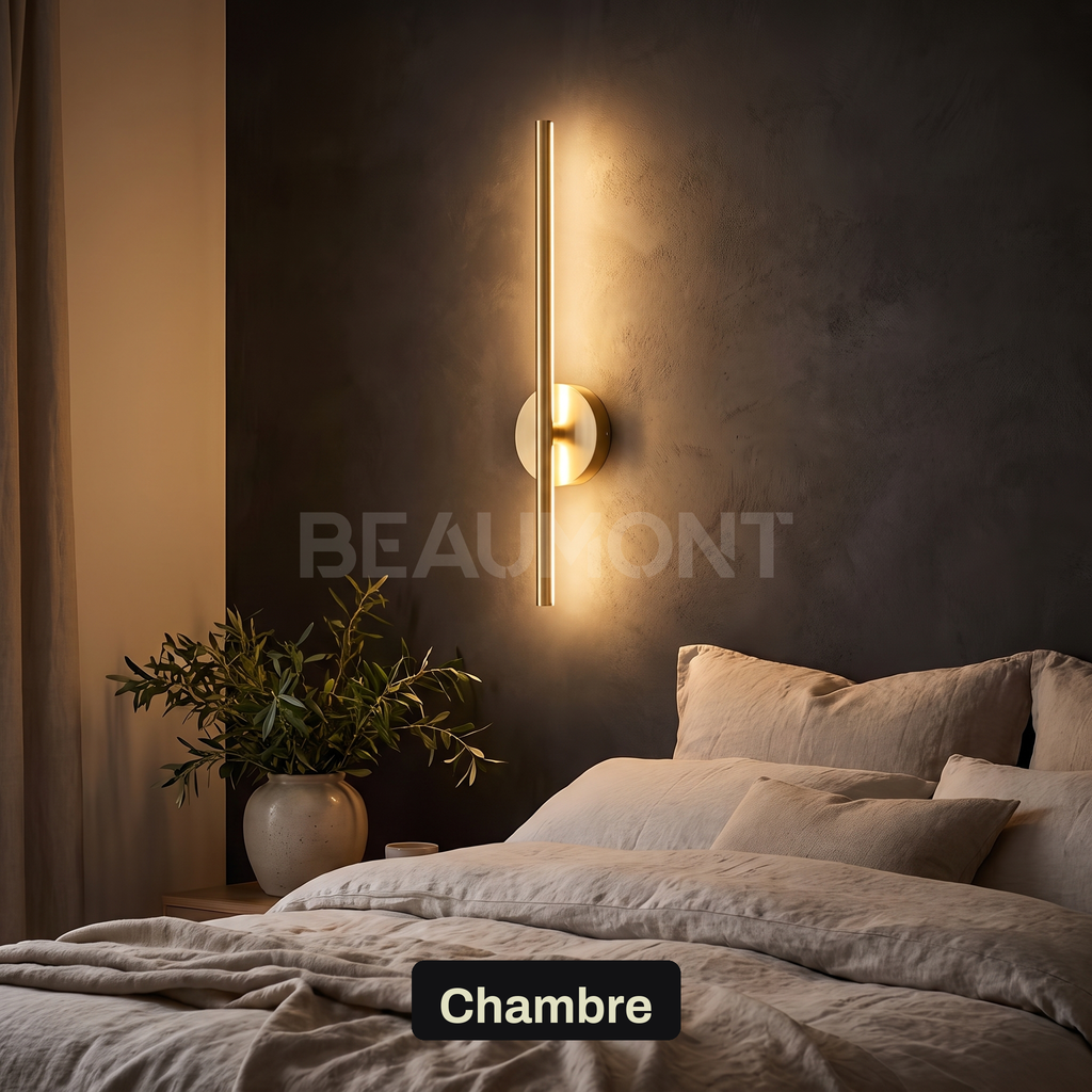Applique murale LED design sans fil rechargeable, fixation magnétique, intensité réglable, batterie intégrée | LISERÉ