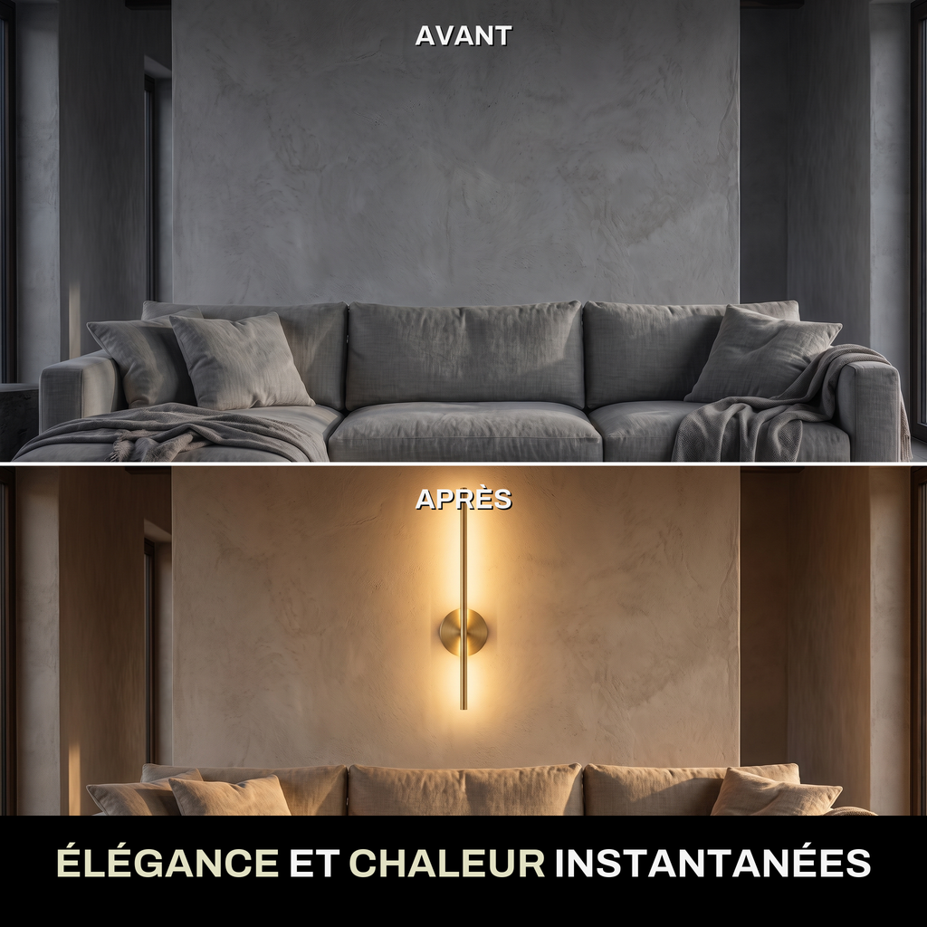 Applique murale LED design sans fil rechargeable, fixation magnétique, intensité réglable, batterie intégrée | LISERÉ