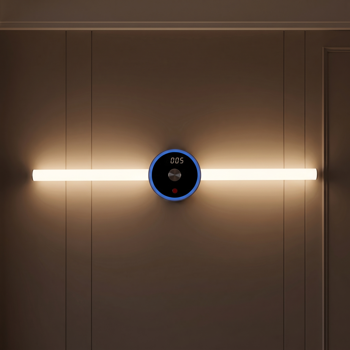 Applique Murale LED Sans Fil Rechargeable avec Horloge et Commande par Geste, Détecteur de Mouvement et Pose Adhésive Sans Perçage - Horace — allumée