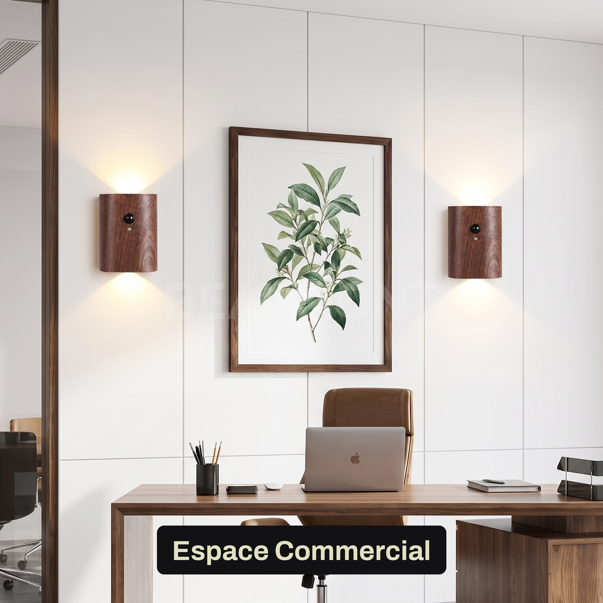Applique Murale Sans Fil Bois Massif Double Éclairage Haut et Bas avec Détecteur de Mouvement, Rechargeable et Sans Perçage - Octave