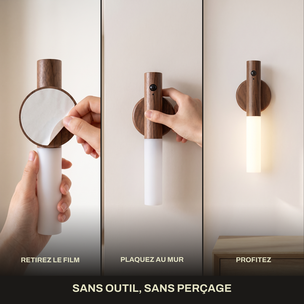 Applique Murale Sans Fil Rechargeable avec Détecteur de Mouvement, Aimantée et Sans Prise - Candice